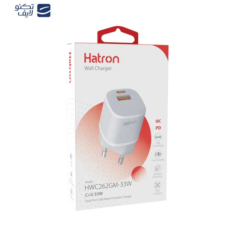 شارژر دیواری هترون مدل HWC262GM-33W GaN توان 33 وات