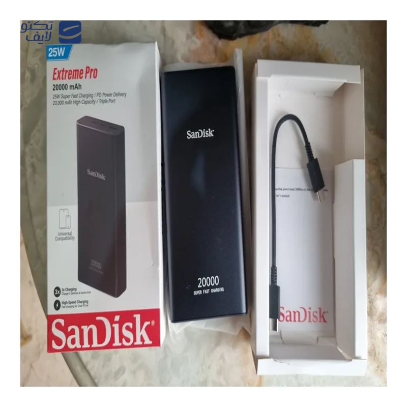 پاوربانک سن دیسک 25 وات مدل EXTREME PRO Super Fast ظرفیت 20000 میلی آمپر ساعت
