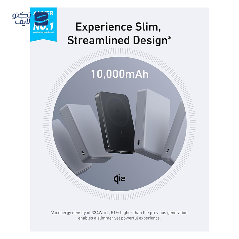 پاوربانک انکر مدل MagGo Ultra-Slim A1664 ظرفیت 10000 میلی آمپر توان 30 وات