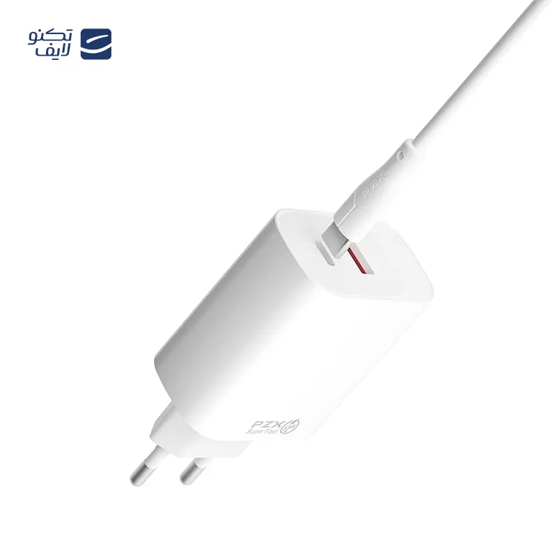 شارژر دیواری پی زد ایکس مدل P55 توان 33 وات به همراه کابل تایپ سی