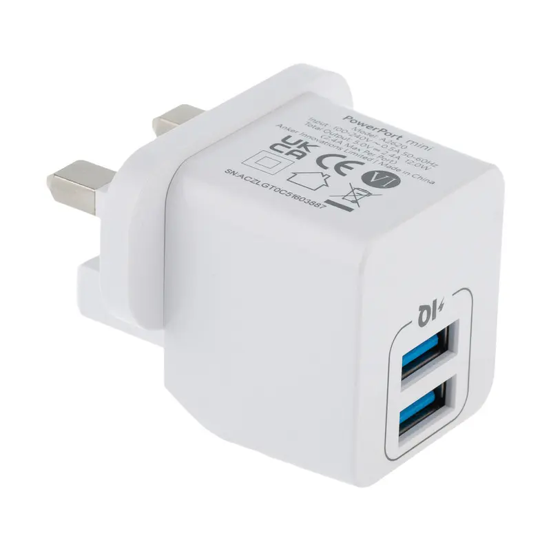 شارژر دیواری 12 وات دو پورت انکر مدل PowerPort Mini A2620