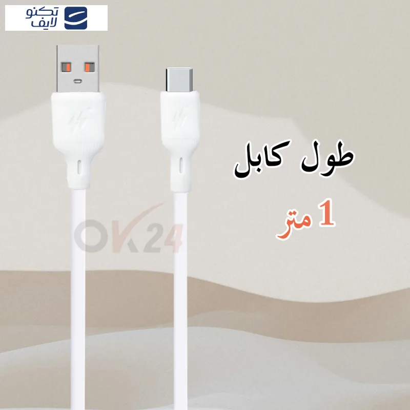 کابل تایپ سی اوکی 24 مدل UTC Fast Charge طول 1 متر